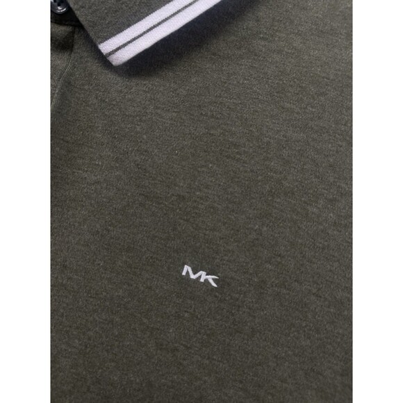 Michael Kors Polo Shirt Men's XL Green Olive White Tipped MK Logo Short Sleeve - Picture 4 of 10